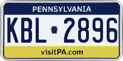 PA license plate KBL2896