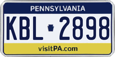 PA license plate KBL2898