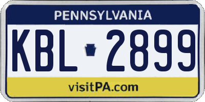 PA license plate KBL2899