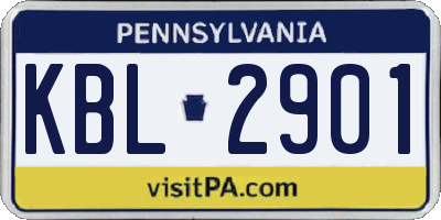 PA license plate KBL2901