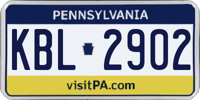 PA license plate KBL2902