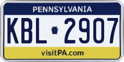 PA license plate KBL2907
