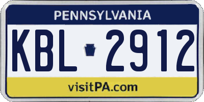 PA license plate KBL2912