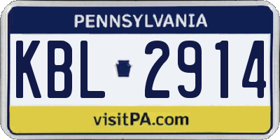 PA license plate KBL2914