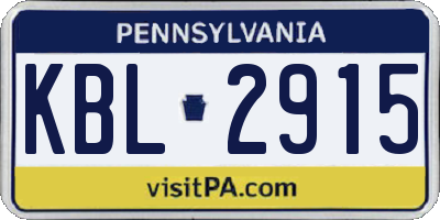 PA license plate KBL2915