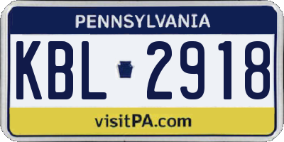PA license plate KBL2918