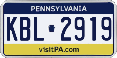 PA license plate KBL2919