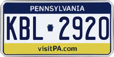 PA license plate KBL2920