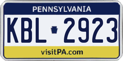 PA license plate KBL2923
