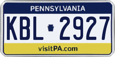 PA license plate KBL2927