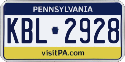 PA license plate KBL2928