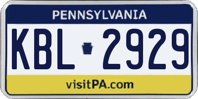 PA license plate KBL2929