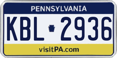 PA license plate KBL2936