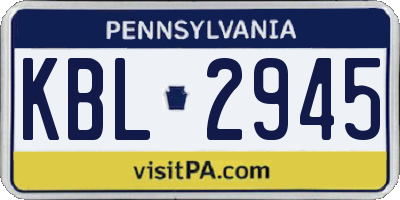 PA license plate KBL2945