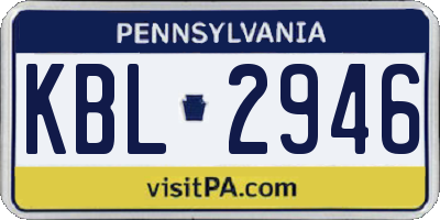 PA license plate KBL2946