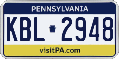 PA license plate KBL2948