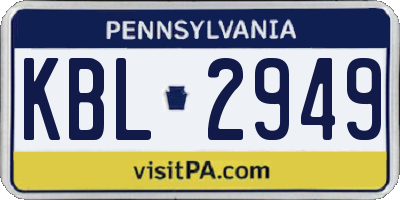 PA license plate KBL2949