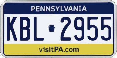 PA license plate KBL2955