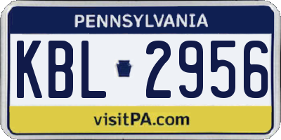 PA license plate KBL2956