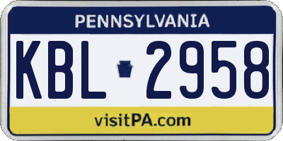 PA license plate KBL2958