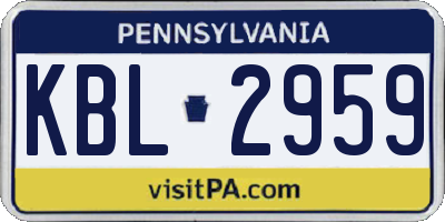 PA license plate KBL2959