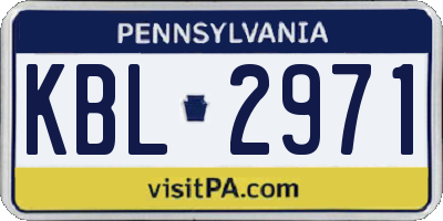 PA license plate KBL2971