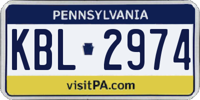 PA license plate KBL2974