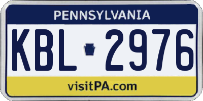 PA license plate KBL2976