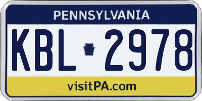 PA license plate KBL2978