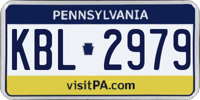 PA license plate KBL2979