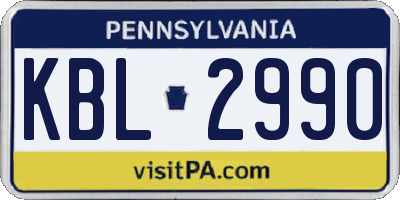 PA license plate KBL2990