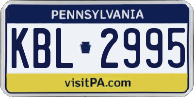 PA license plate KBL2995