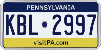 PA license plate KBL2997