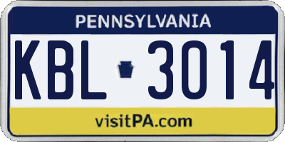 PA license plate KBL3014