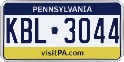 PA license plate KBL3044