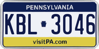 PA license plate KBL3046