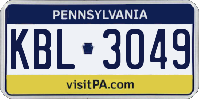PA license plate KBL3049