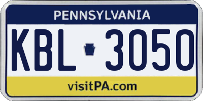 PA license plate KBL3050