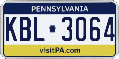 PA license plate KBL3064