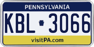 PA license plate KBL3066