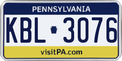 PA license plate KBL3076