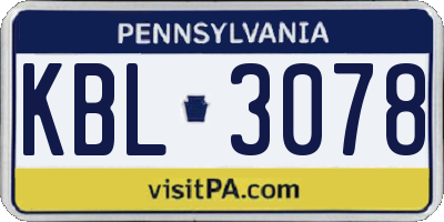 PA license plate KBL3078