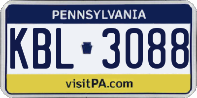 PA license plate KBL3088