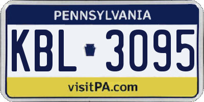 PA license plate KBL3095