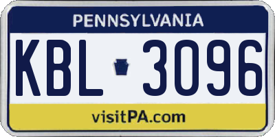 PA license plate KBL3096