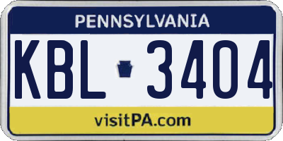 PA license plate KBL3404