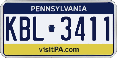 PA license plate KBL3411
