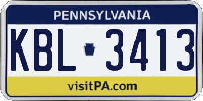 PA license plate KBL3413