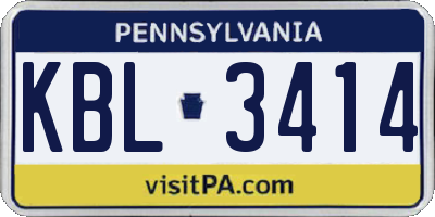 PA license plate KBL3414