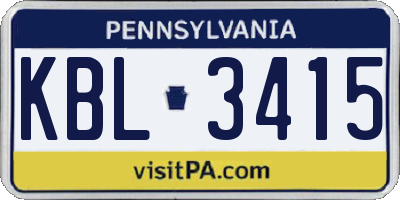PA license plate KBL3415